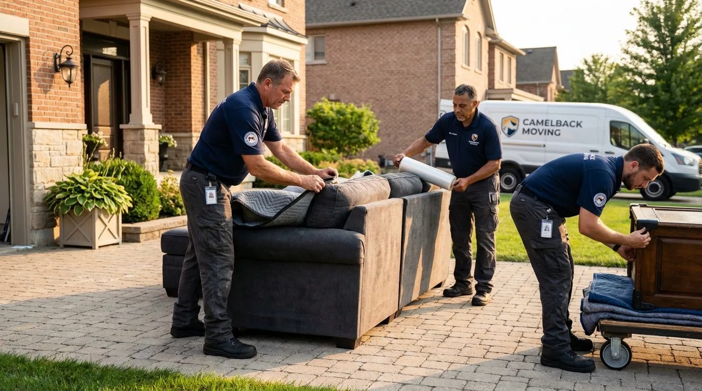 Large estate moving crew wrapping furniture in Woodstock, GA