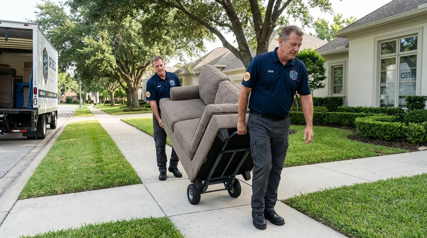 Local residential moving crew loading furniture in Woodstock, GA