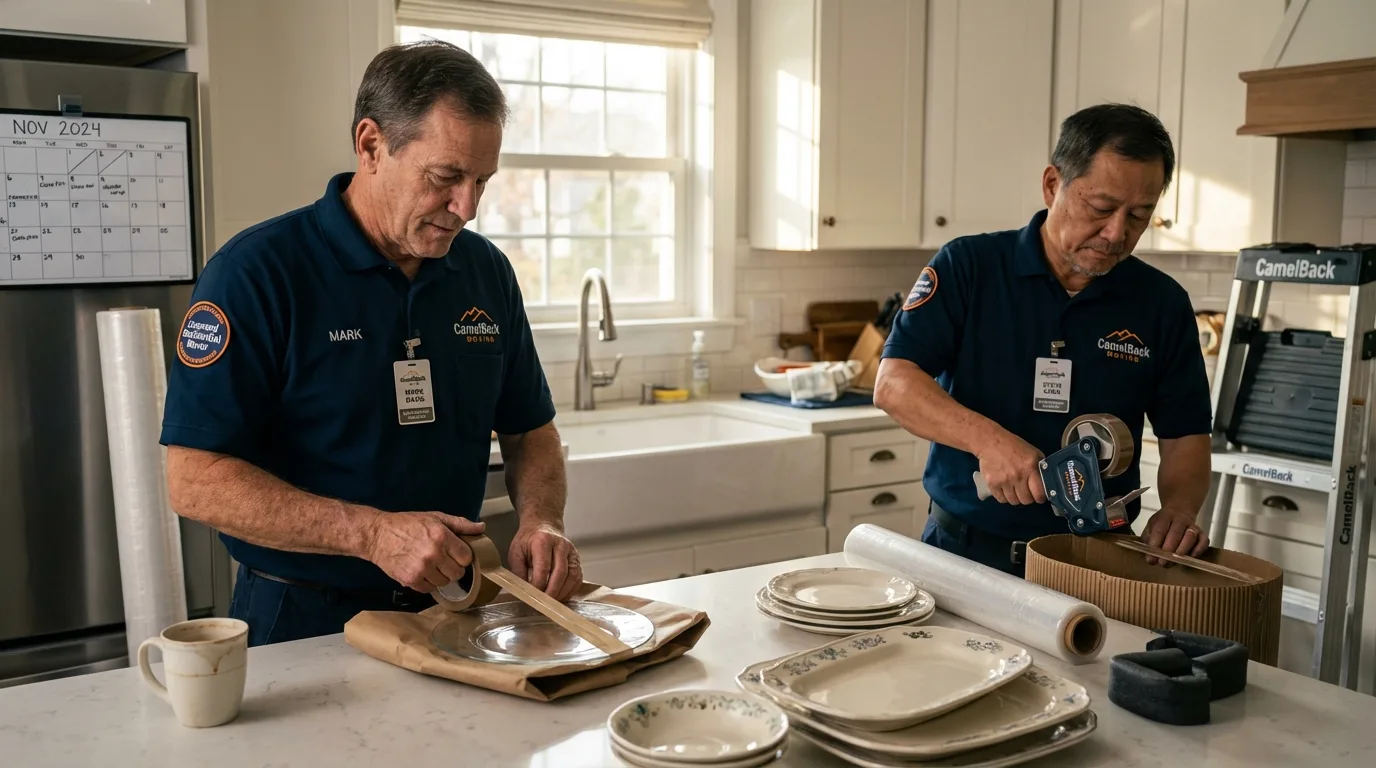 Professional crew packing kitchen dishware in Woodstock, GA